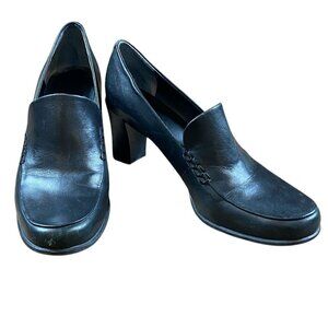 FRANCO SARTO Nolan Pump Loafers 7.5M Black Leather #329D